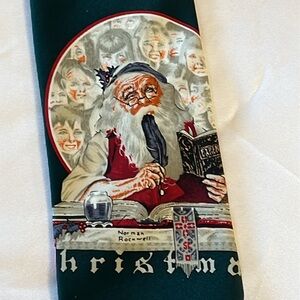 Vintage TIE-Norman Rockwell Print Holiday Saturday Evening Post Christmas Santa